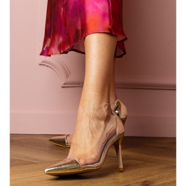 Zlatne klasične pumpe s prozirnim gornjim dijelom zlatna 1