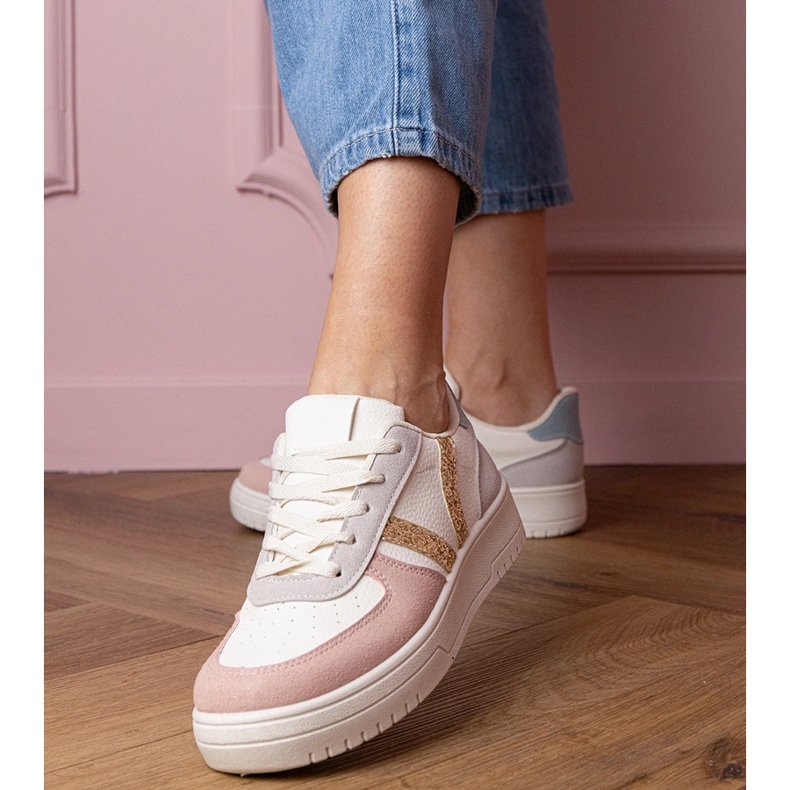 Višebojne tenisice s tenisicama ukrašene sjajem bijela 1