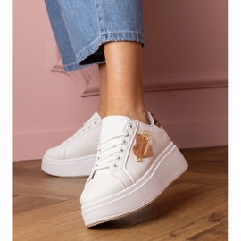 Bijele tenisice s cirkonskim igle i dodatak leoparda bijela 1