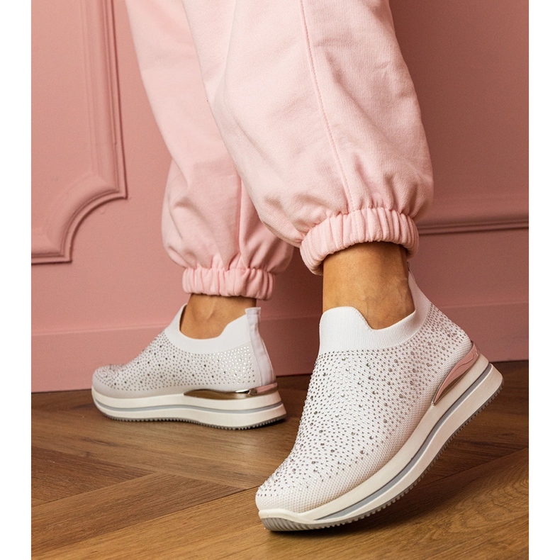 Tenisice bijelih žena na platformi s cirkonima bijela 1