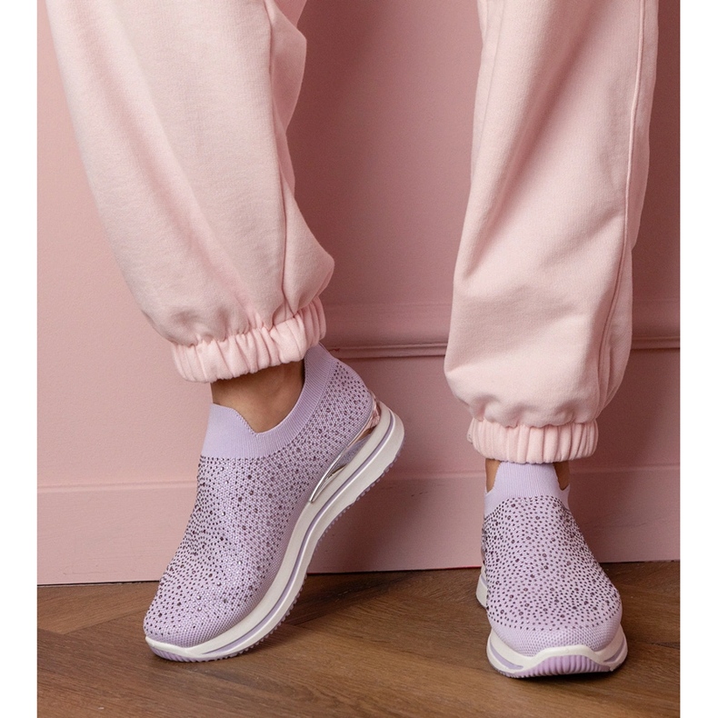 Ljubičaste tenisice na platformi s cirkonima ljubičasta 1