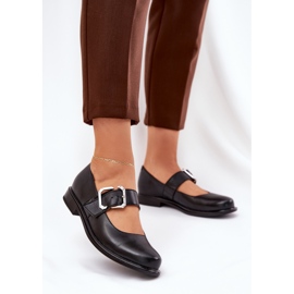 Ženske kožne cipele s Laura Messi 2980 Crna stezaljka crno 2