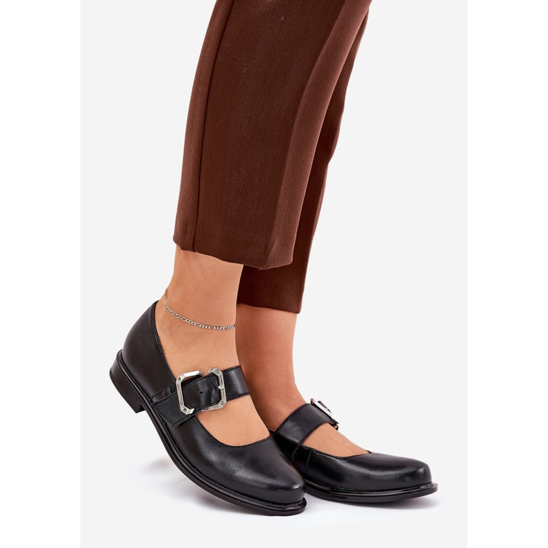 Ženske kožne cipele s Laura Messi 2980 Crna stezaljka crno 1