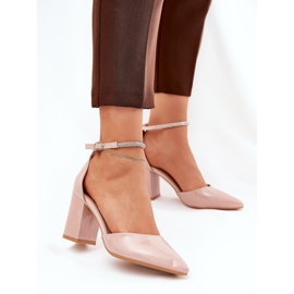 Oslikane pumpe s šiljastim nožnim prstima na post bež 2