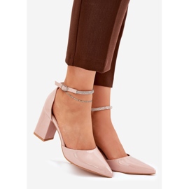 Oslikane pumpe s šiljastim nožnim prstima na post bež 1