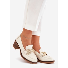 Ženske cipele sa zlatnim detaljima s bež petama 1