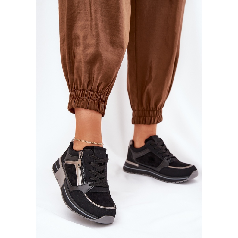 Ženske sportske cipele s patentnim zatvaračem na platformi crno crna 2