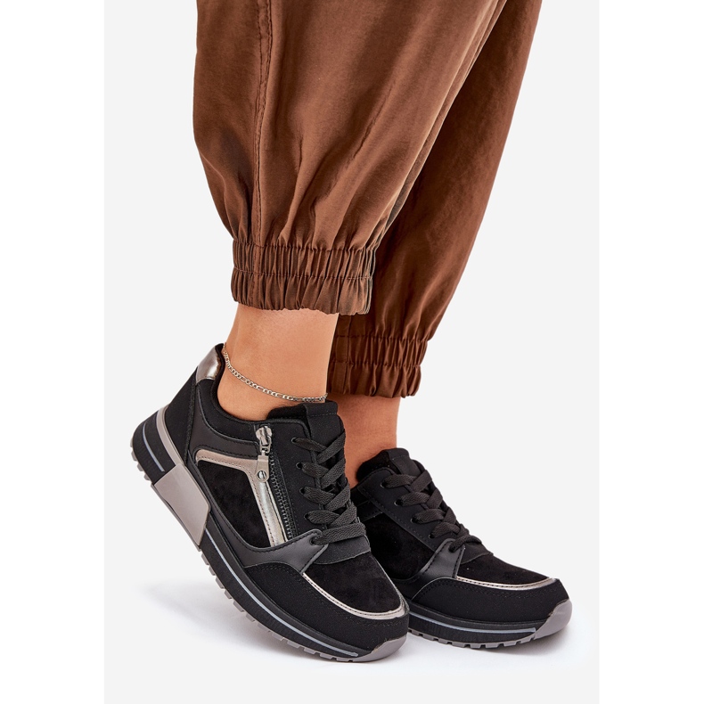 Ženske sportske cipele s patentnim zatvaračem na platformi crno crna 1