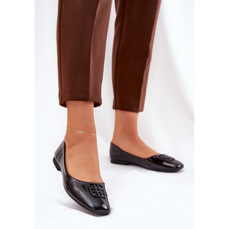 Oslikane elegantne ženske balerine s ukrasnim Vinceza 17377 crni detalj crna 2