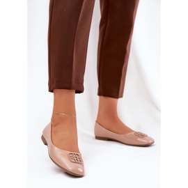 Oslikane elegantne ženske balerine s ukrasnim Vinceza 17377 bež detalj 2