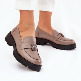 Ženske kožne natikače s igle Bear Vinceza 18109 bež 2