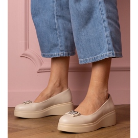 Bež cipele na platformi s cirkonom ukrasom 1