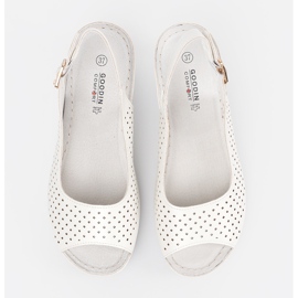 Goodin Bijele sandale s otvorenim otvorenim radom bijela 2