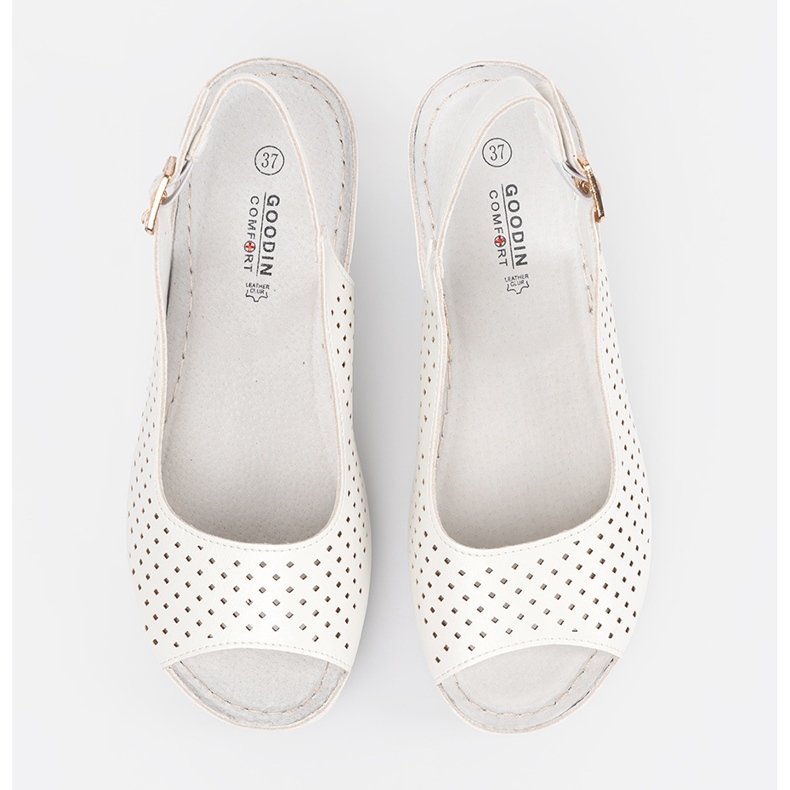 Goodin Bijele sandale s otvorenim otvorenim radom bijela 2