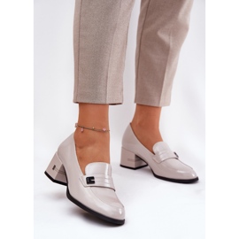 Oslikane kožne cipele s Vinceza 18105 sive visoke potpetice siva 2