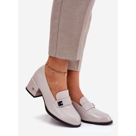 Oslikane kožne cipele s Vinceza 18105 sive visoke potpetice siva 1