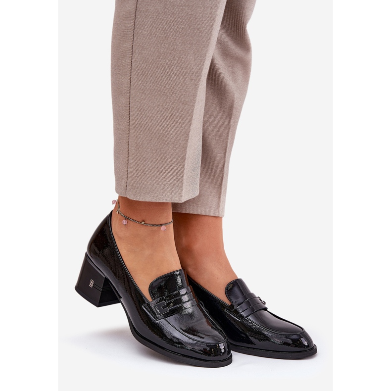 Oslikane kožne cipele s Vinceza 18105 crnim visokim potpeticama crna 1