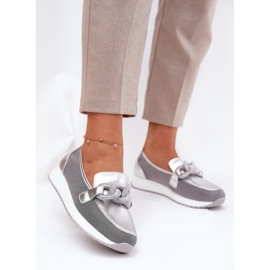 S.Barski Ženske kožne natikače s ukrasom LR51-966 Silver srebro 2