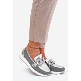 S.Barski Ženske kožne natikače s ukrasom LR51-966 Silver srebro 1