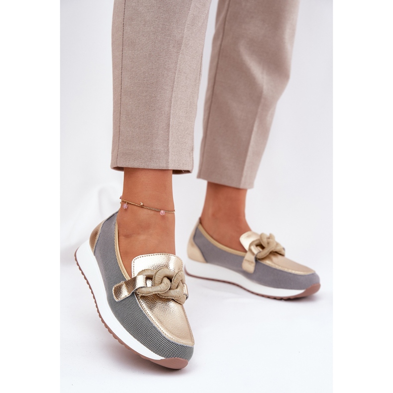 S.Barski Ženske kožne lomace s ukrasom LR51-966 Zlato zlatna 2