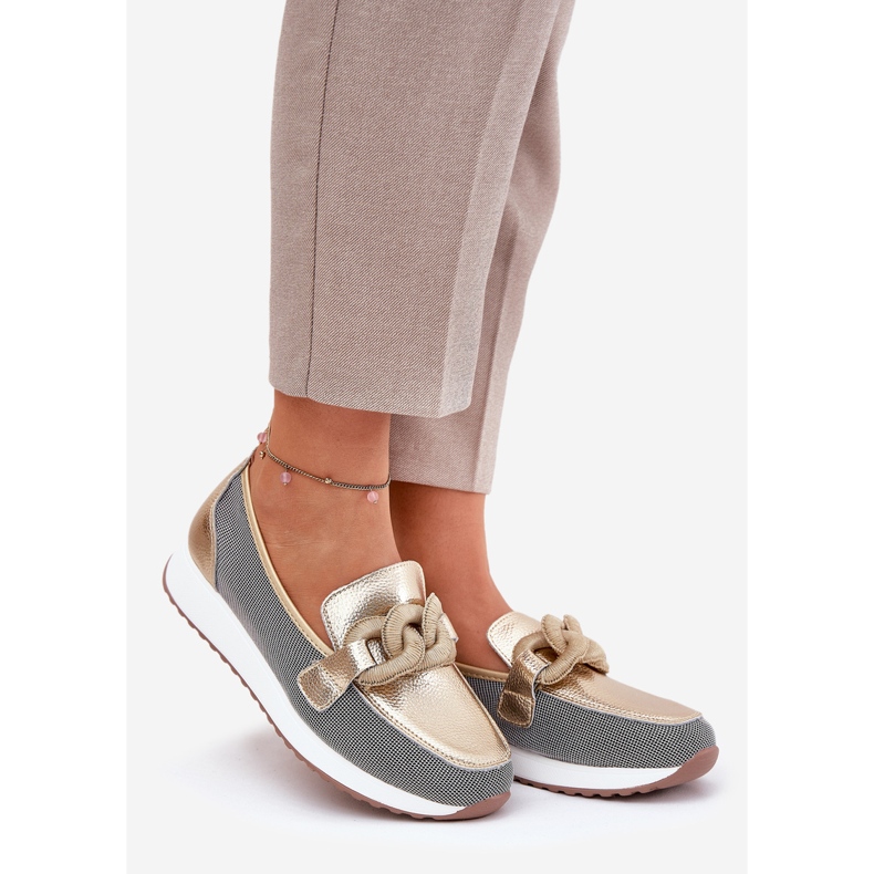 S.Barski Ženske kožne lomace s ukrasom LR51-966 Zlato zlatni 1