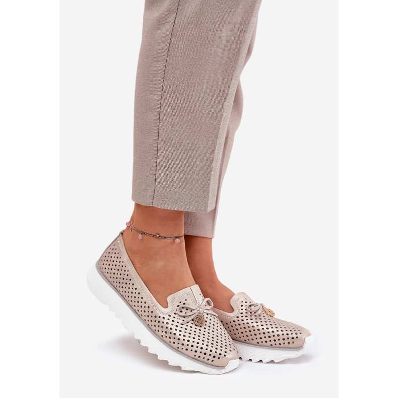 S.Barski Kožne otvorene ženske cipele izrađene od prirodne kože LR51-631 PLN zlatni 1