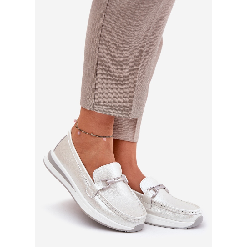 S.Barski Ženske kožne loofere S. Barski GR51-598 biser srebro 1