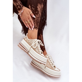 S.Barski Ženske tenisice na ogromnoj platformi S. Barski BF51-101 bež 2