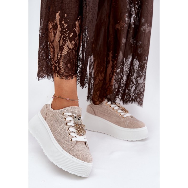 Tenisice na platformi s pinovima Bear S.Barski BF51-014 bež 2