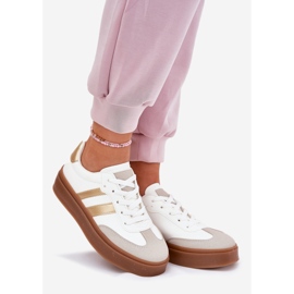 Evento Ženske tenisice na platformi s eko kožom bijelom i zlatnom bijela 1