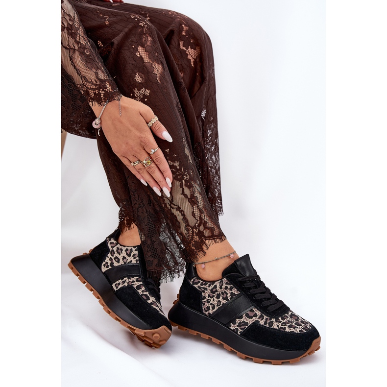 Ženske tenisice za antilop na platformi Leopard Vinceza 66793 Black crna 2
