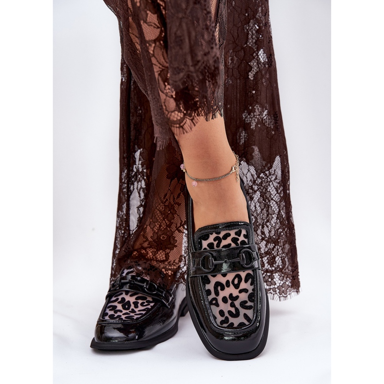 Kožni lakirani natikači s Vinceza mrežicom 31931 crno crna 2