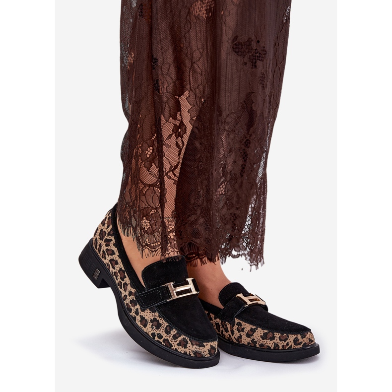 Suede Moccasins Women Vinceza 66791 Crni leopard tisak crna 1