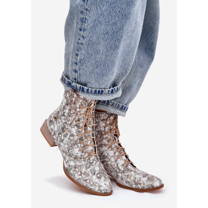 Kožna uzorka s ravnim petom Maciejka 06391-25 bež čizme 1