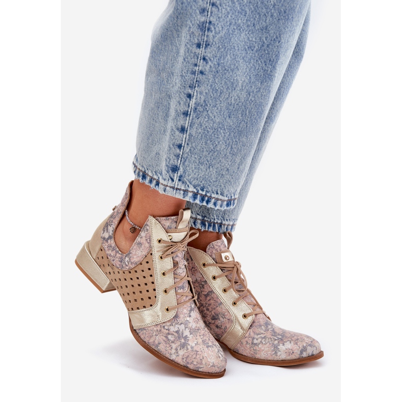 Kožne čizme Maciejka čizme 05541-04 bež-Gold 1