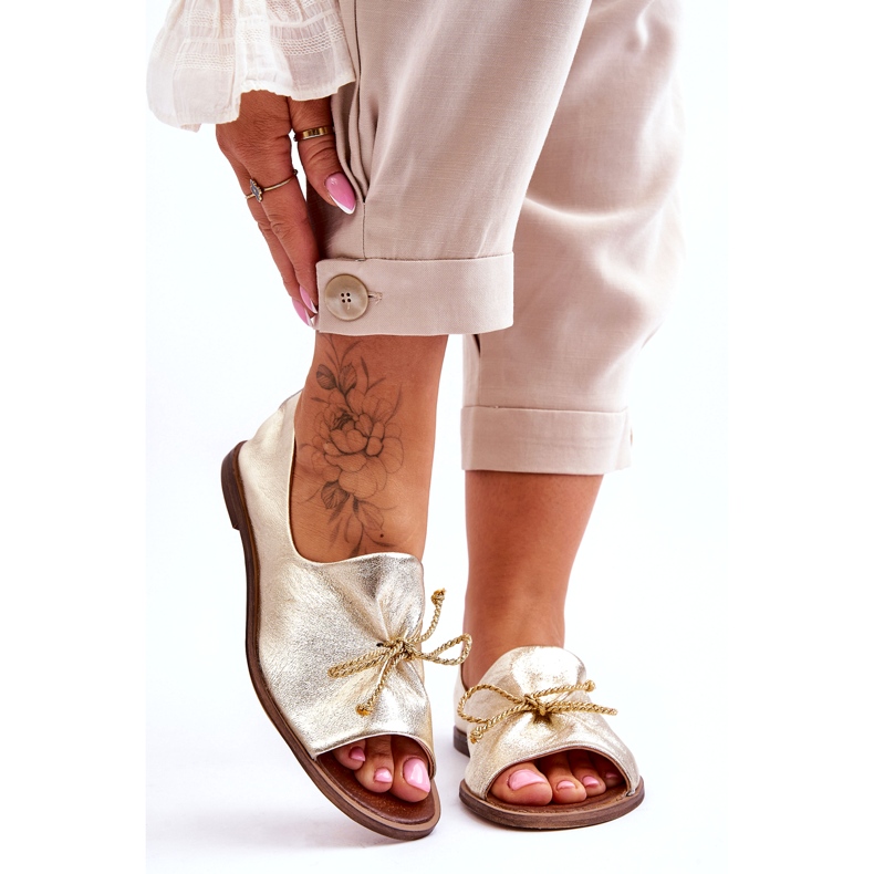 Ženske kožne balerine Zazoo 2660/064 PLN zlatna 1