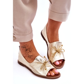 Ženske kožne balerine Zazoo 2660/064 PLN zlatna 2