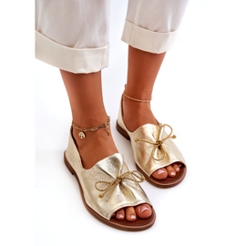 Ženske kožne balerine Zazoo 2660/064 PLN zlatni 3