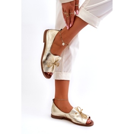 Ženske kožne balerine Zazoo 2660/064 PLN zlatna 4