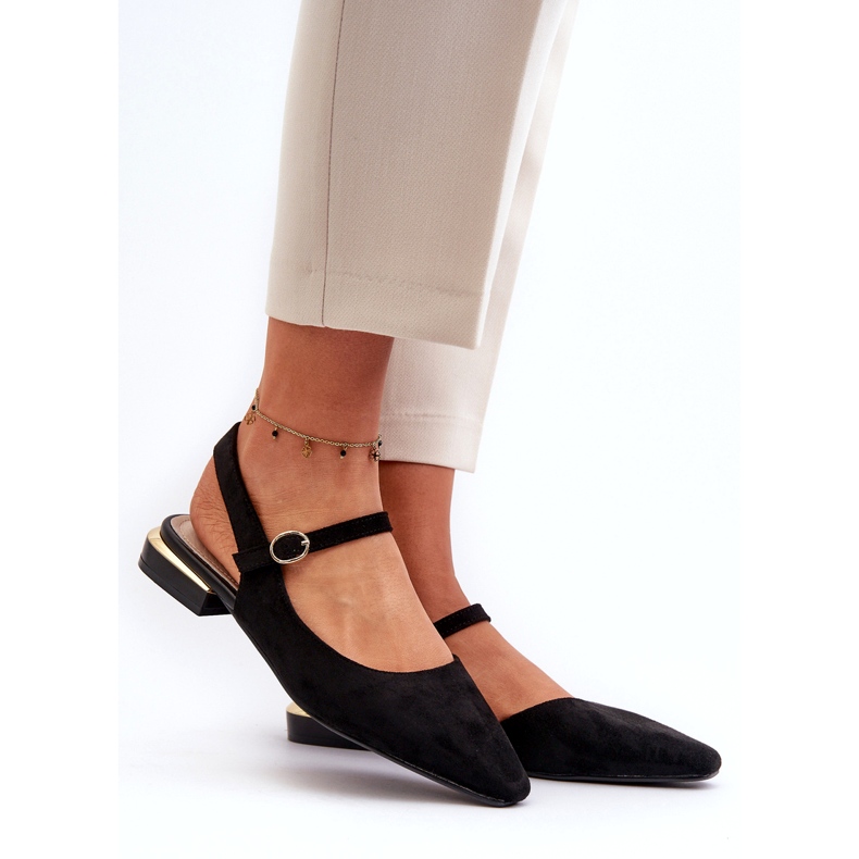 Ženske balerinke na niske pete s otvorenom petom Sergio Leone SK831 crne crna 1