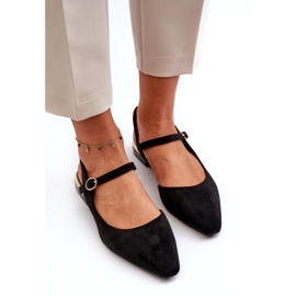 Ženske balerinke na niske pete s otvorenom petom Sergio Leone SK831 crne crna 3