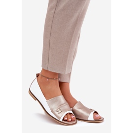 Kožne elegantne balerine s golim prstima Zazoo 1865 bijelo i zlato bijela 1