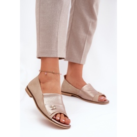 Kožne elegantne balerine s golim prstima Zazoo 1865 bež 2