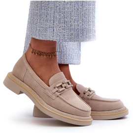 S.Barski Ženske kožne lomace s ravnim petom s ukrasom TW101 Svjetlo bež 4