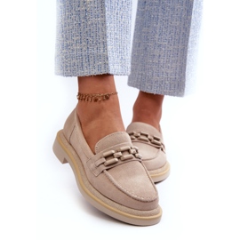 S.Barski Ženske kožne lomace s ravnim petom s ukrasom TW101 Svjetlo bež 2