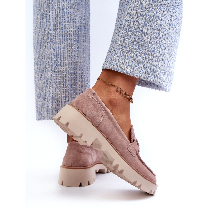 S.Barski Ženski natičnici od kože od antilop -a s ukrasom tw117 ružičasta 3