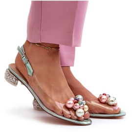 S.Barski Prozirne sandale na nisku petu s ukrasom u zelenoj boji D&amp;A MR38-368 zelena 5