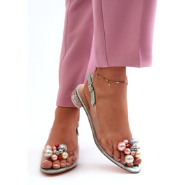 S.Barski Prozirne sandale na nisku petu s ukrasom u zelenoj boji D&amp;A MR38-368 zelena 3