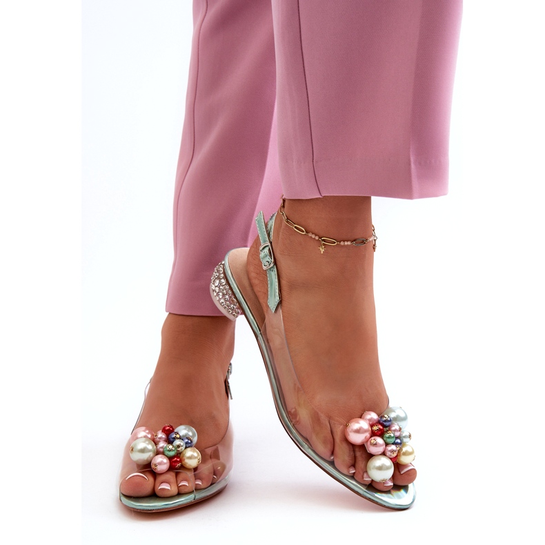 S.Barski Prozirne sandale na nisku petu s ukrasom u zelenoj boji D&amp;A MR38-368 zelena 3