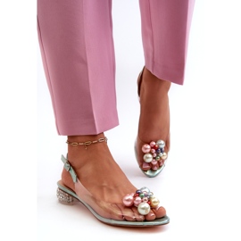 S.Barski Prozirne sandale na nisku petu s ukrasom u zelenoj boji D&amp;A MR38-368 zelena 1